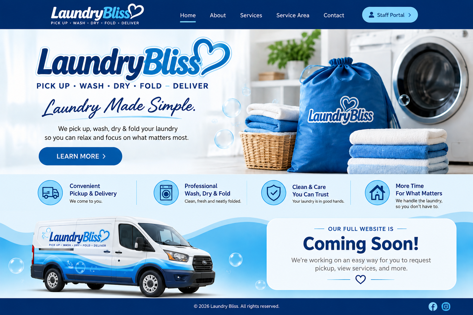 Laundry Bliss — Pickup, Wash, Dry, Fold and Delivery. Laundry Made Simple.
